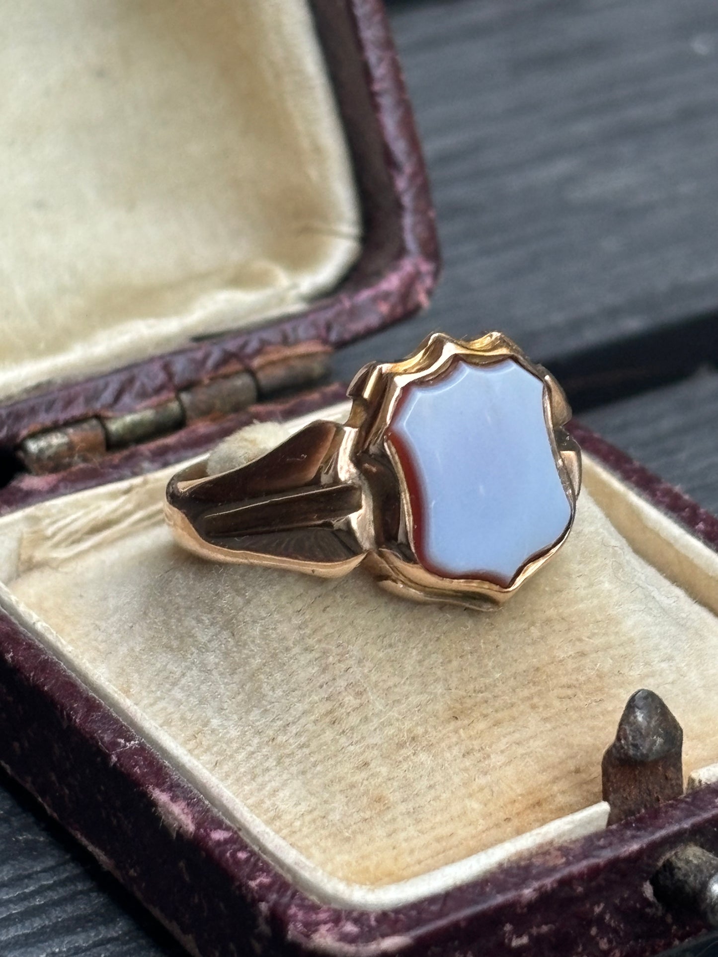 Antique Victorian Sardonyx shield signet ring