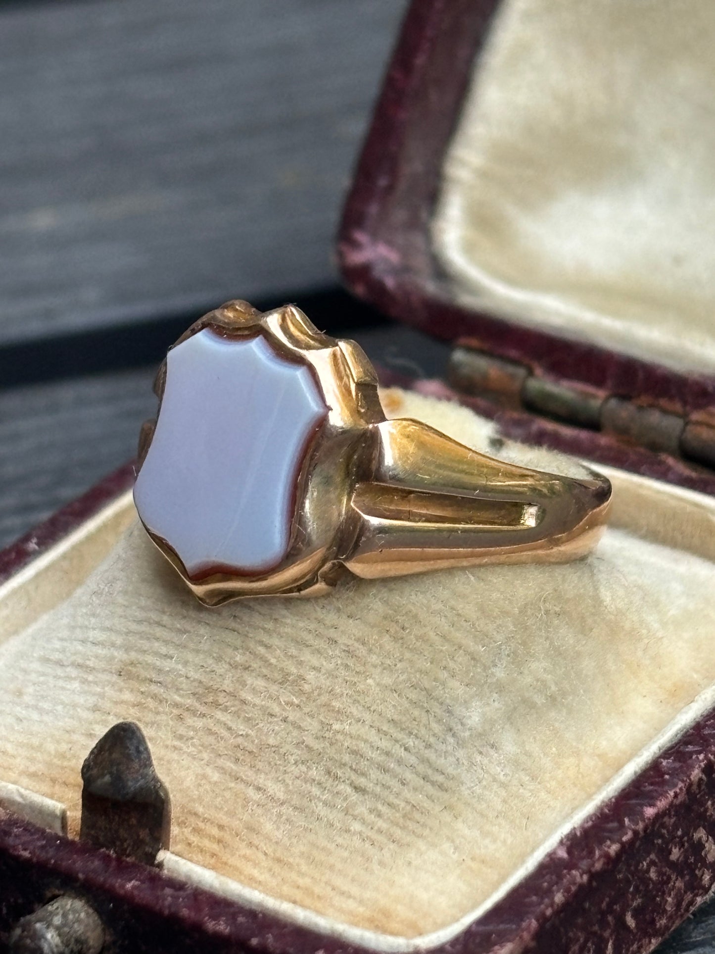 Antique Victorian Sardonyx shield signet ring