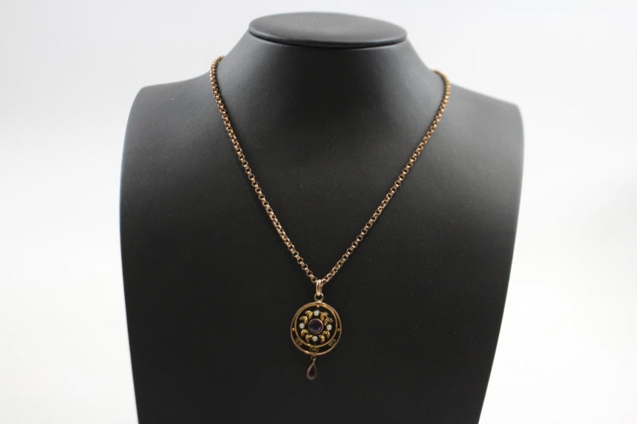 Art Nouveau pendant and chain circa 1890