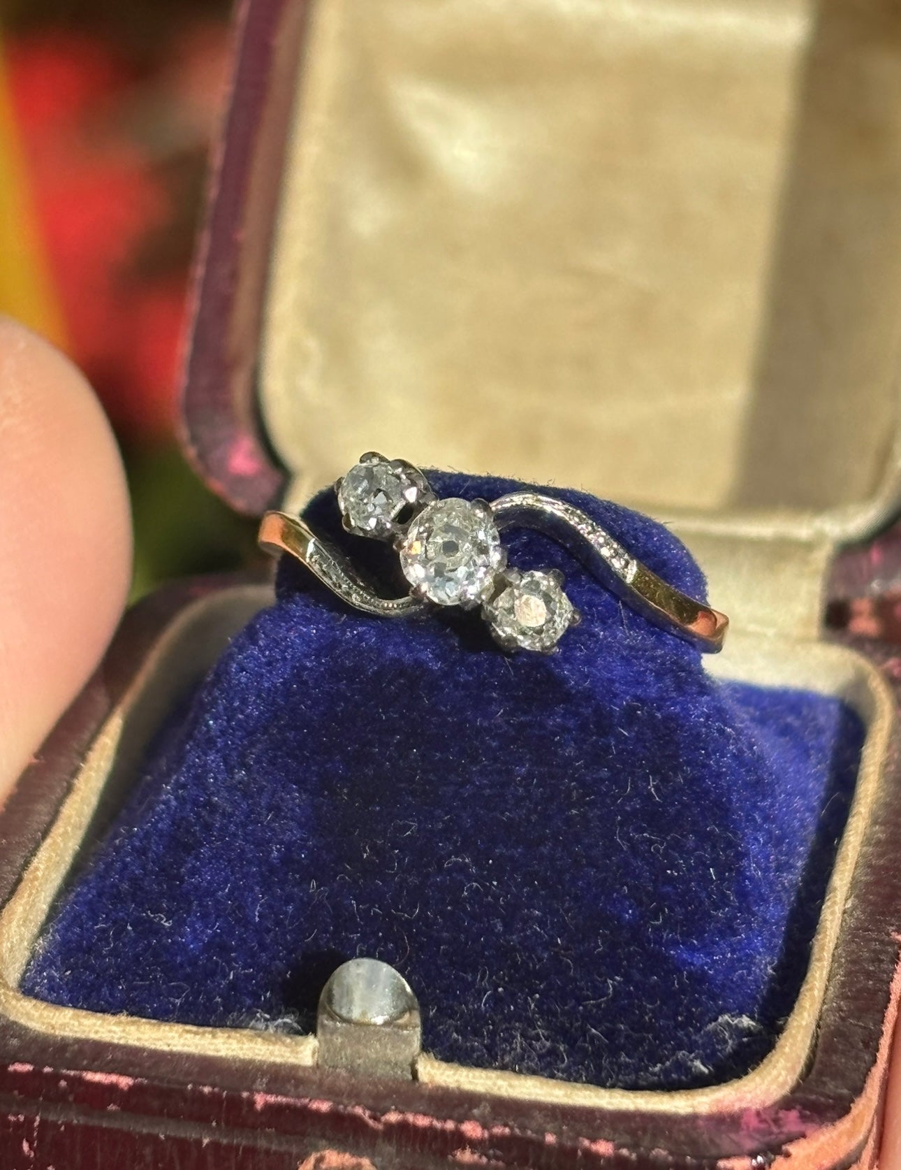 Edwardian old cut trilogy ring