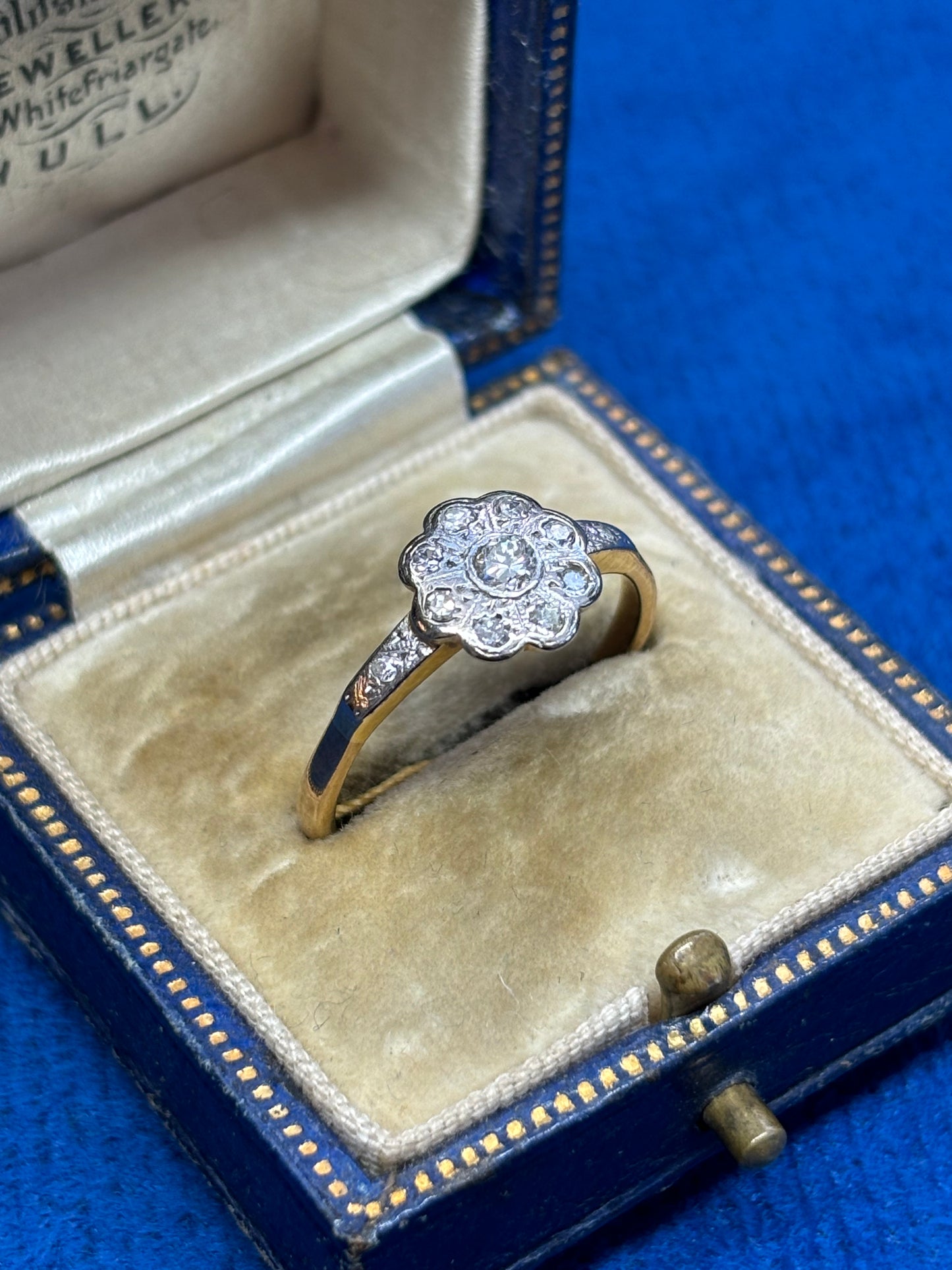 Art deco flower diamond ring