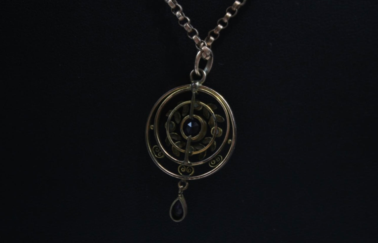 Art Nouveau pendant and chain circa 1890