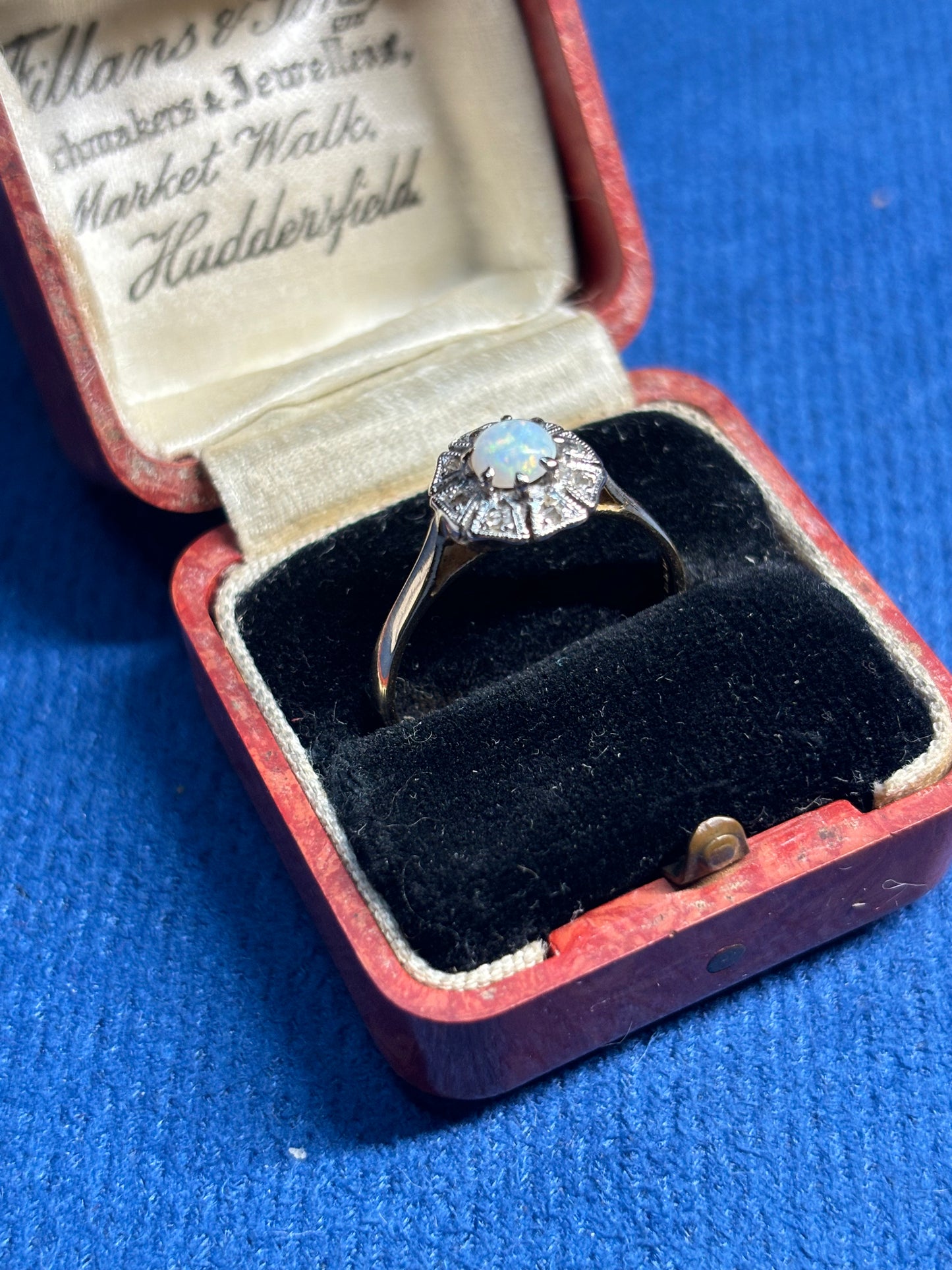 Art deco opal and diamond ring