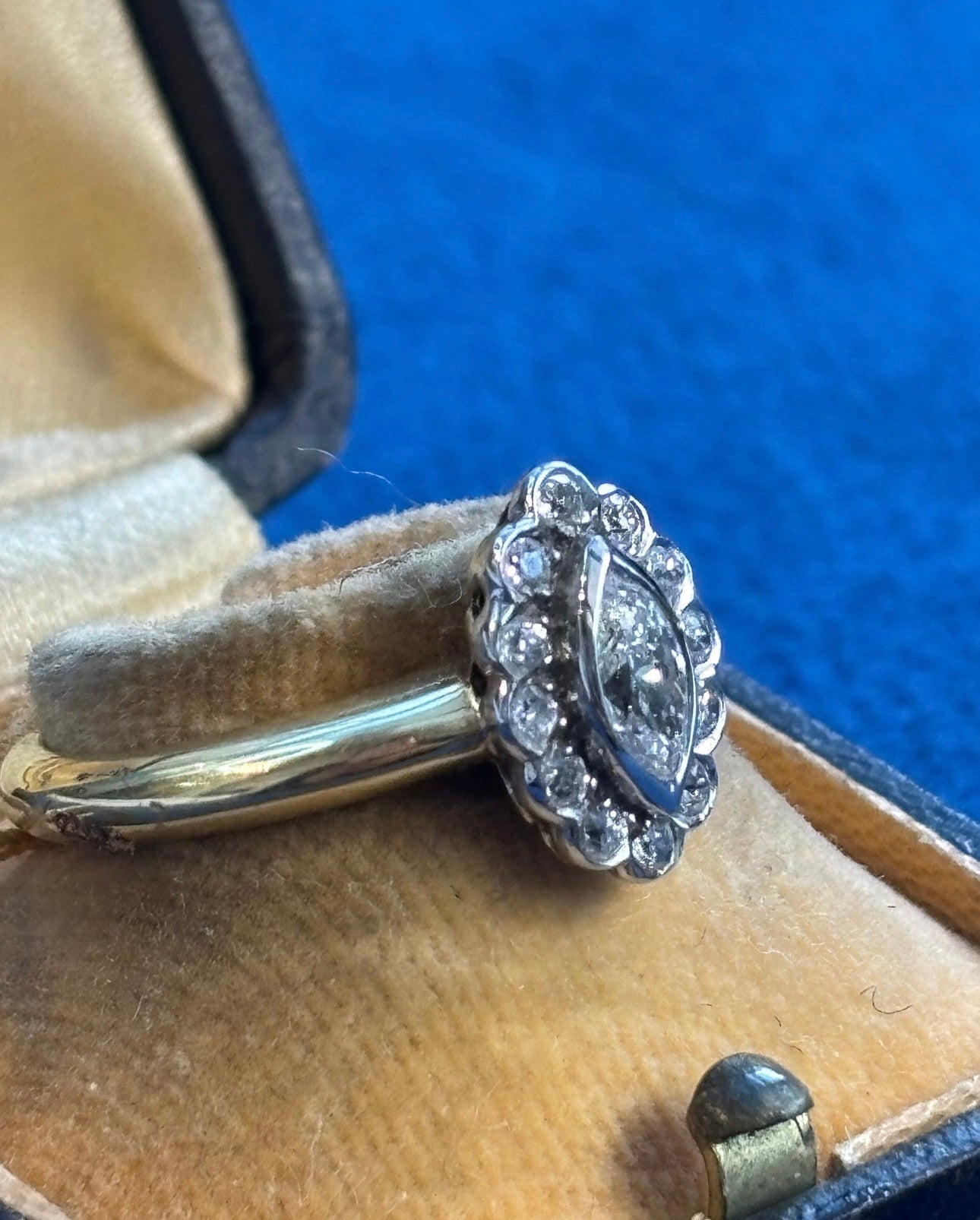 Marquise cut diamond cluster set in 18ct gold