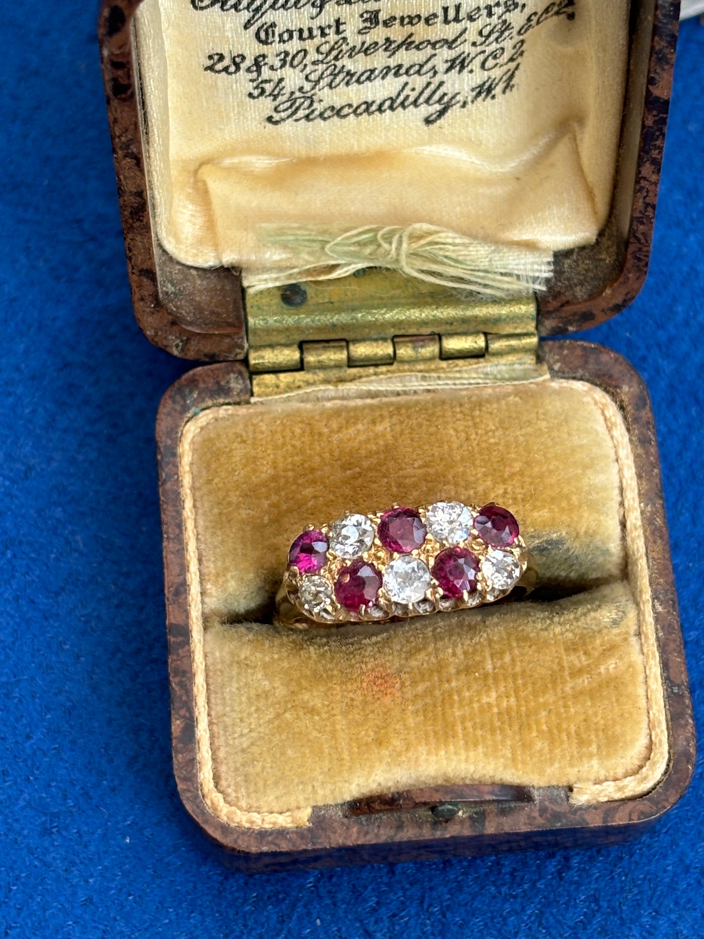 Edwardian ruby and diamond chequer board ring