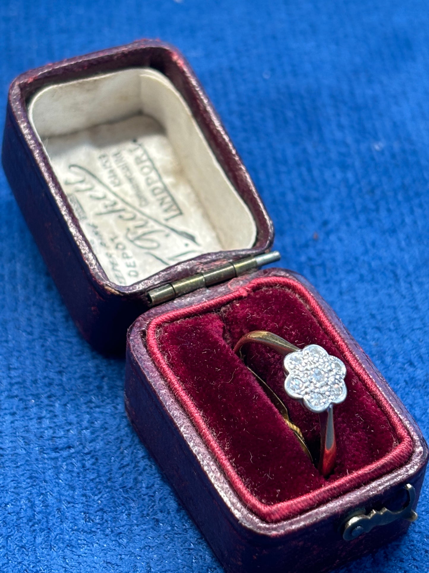 Diamond daisy ring set in 18ct gold and platinum