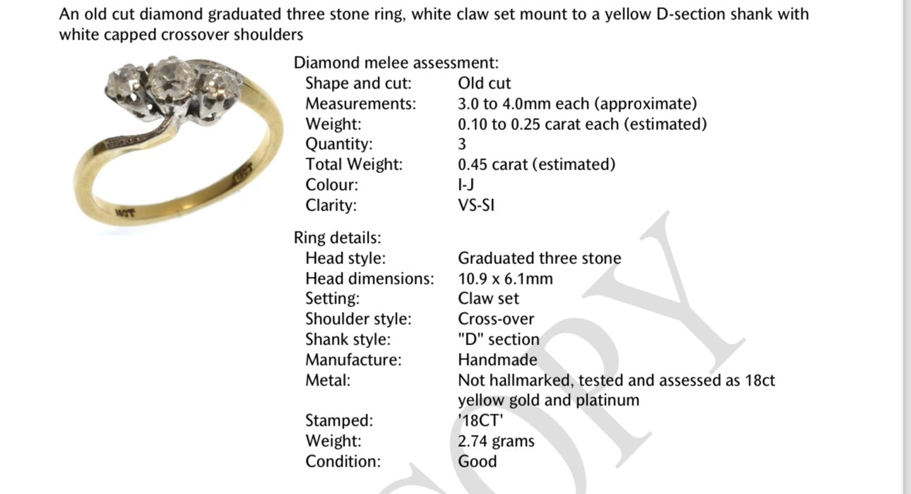 Edwardian old cut trilogy ring