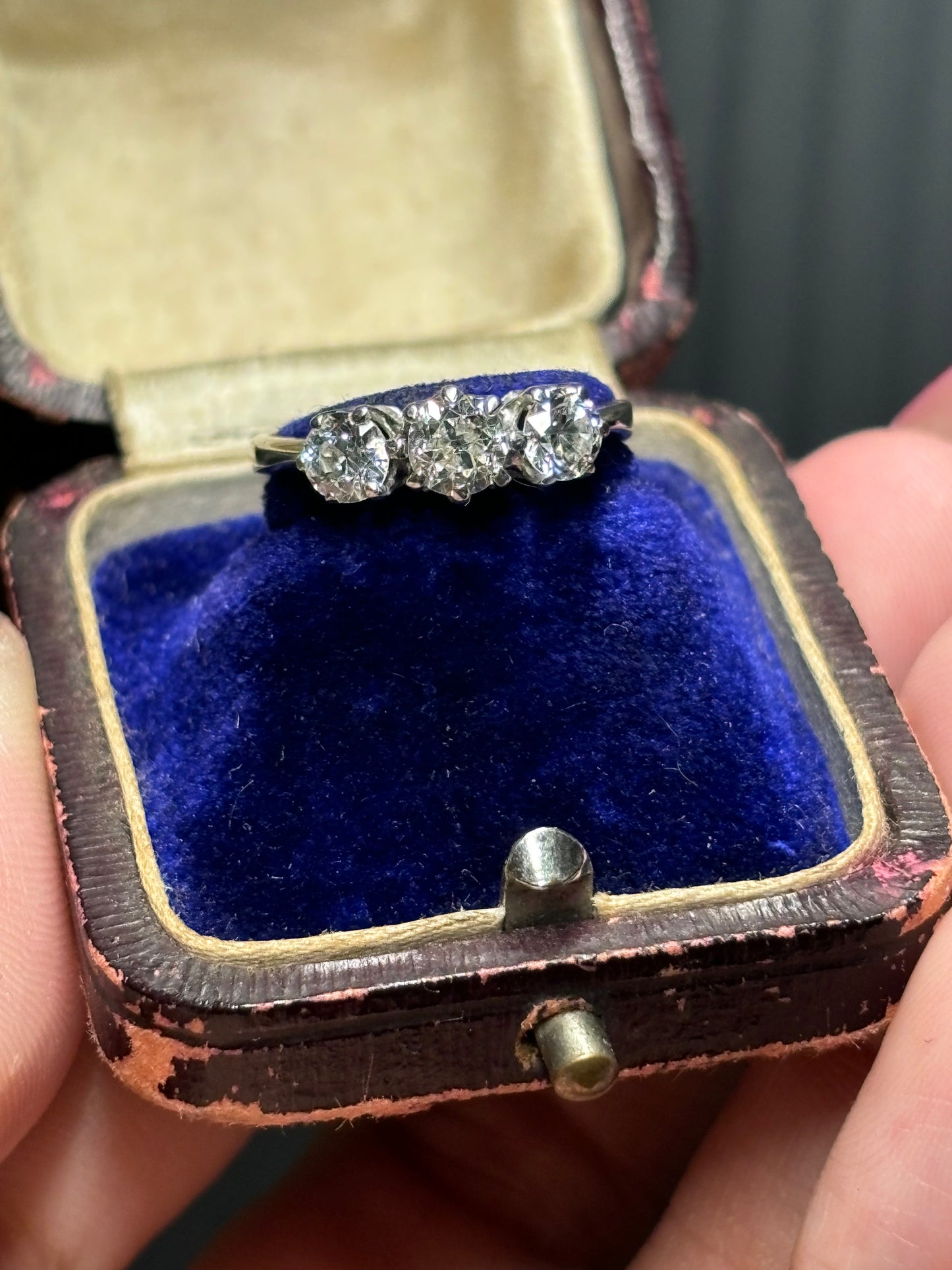 Diamond trilogy ring set in 18ct white gold