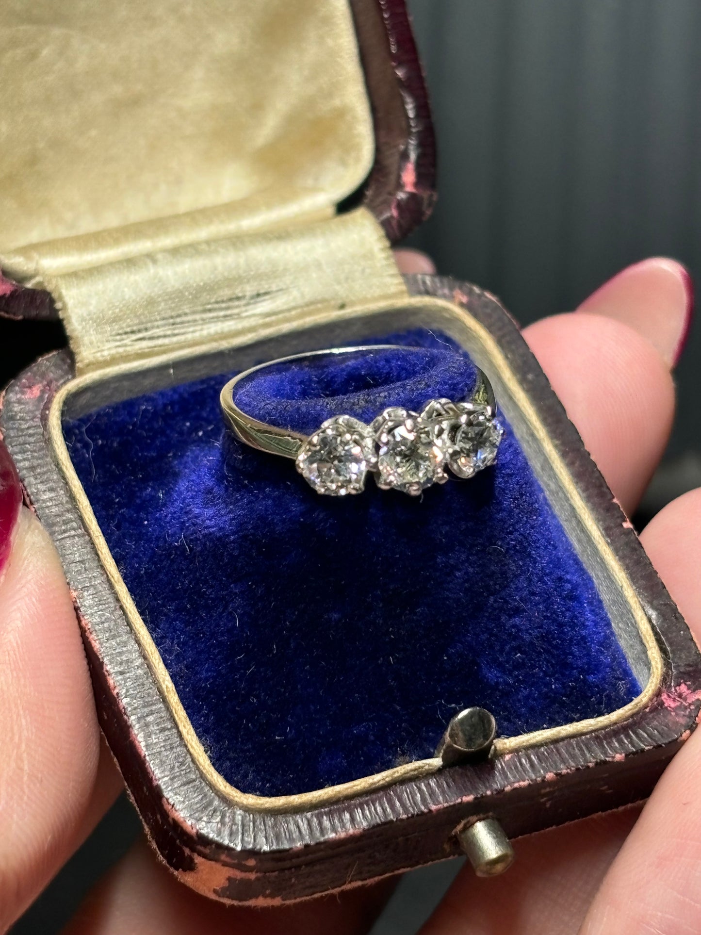 Diamond trilogy ring set in 18ct white gold