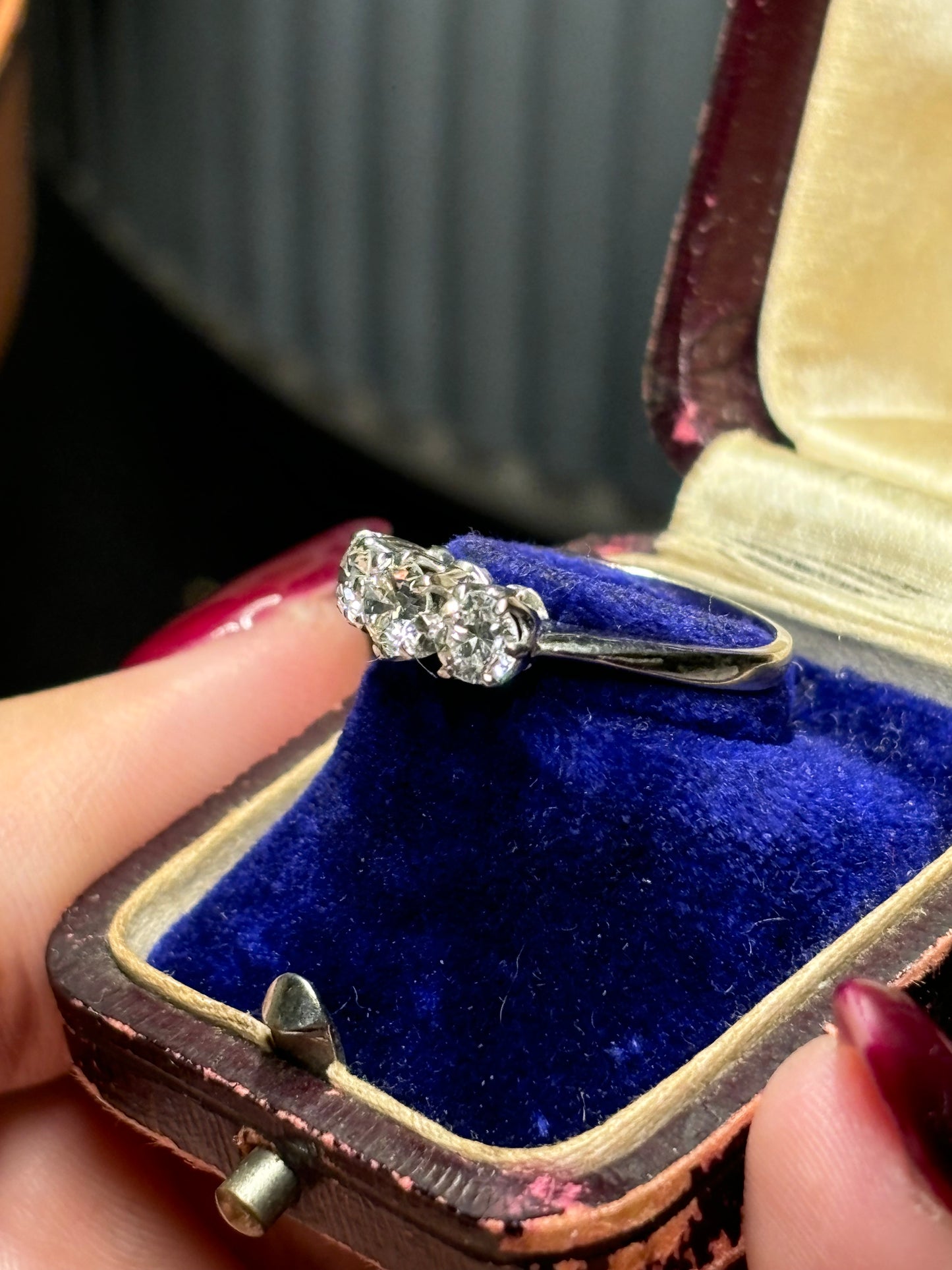 Diamond trilogy ring set in 18ct white gold