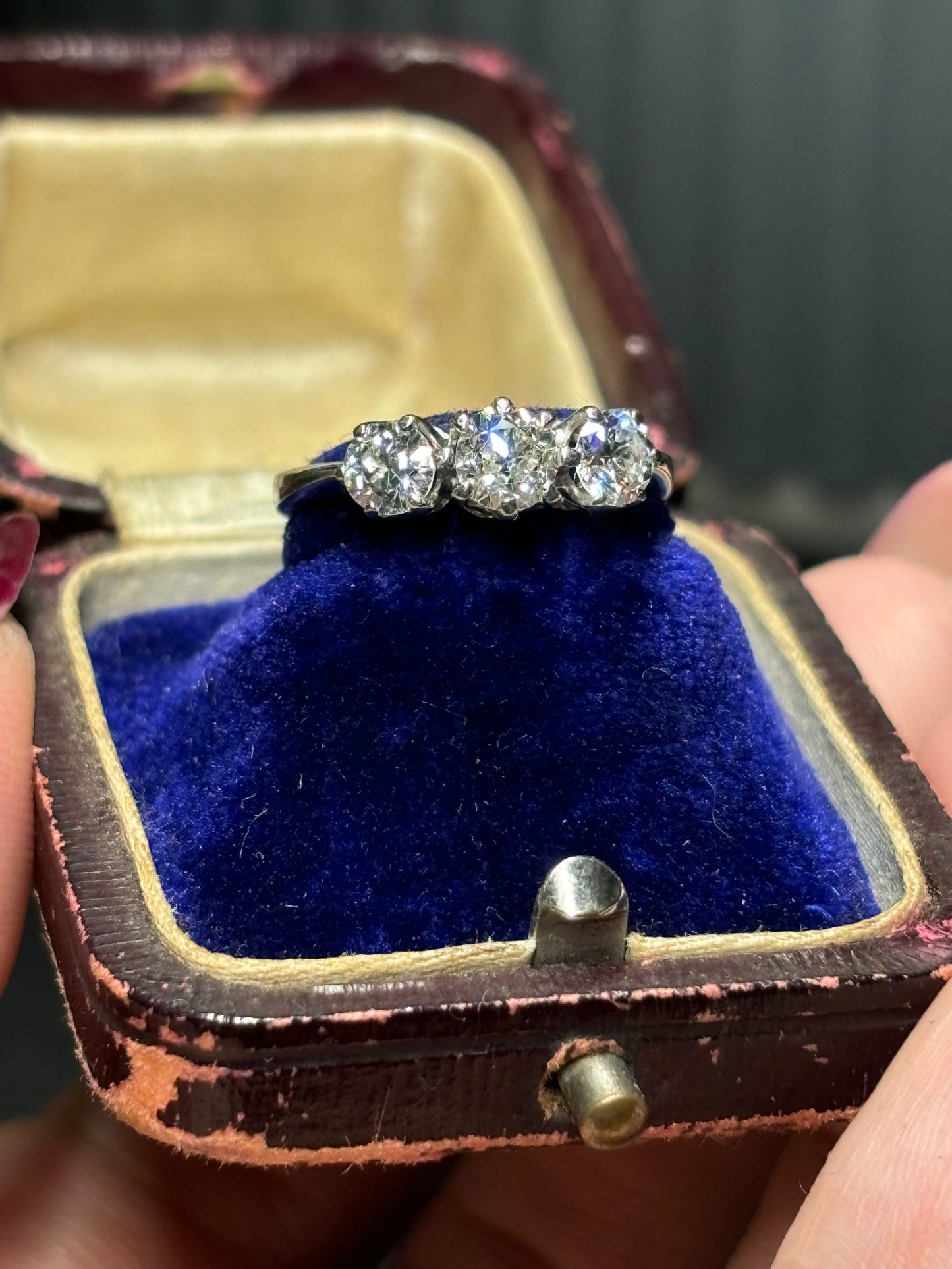 Diamond trilogy ring set in 18ct white gold