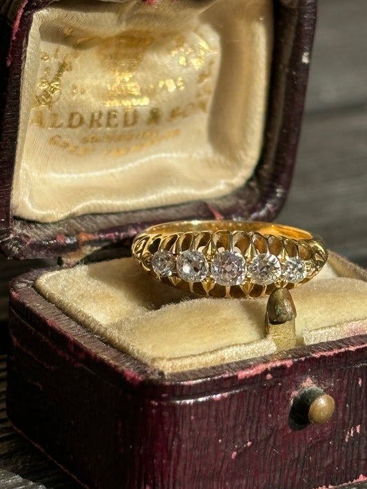 Late 1800s old cut diamond ring set in 18ct gold