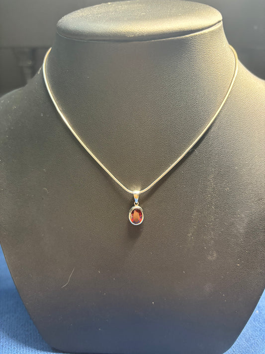 Sterling silver garnet necklace