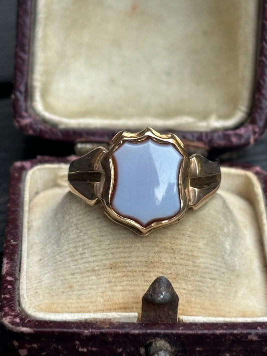 Antique Victorian Sardonyx shield signet ring