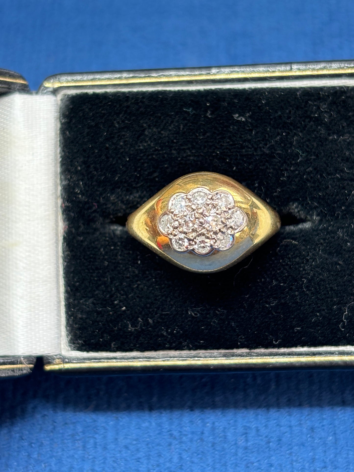 Diamond bombe ring set with diamonds and 18ct gold